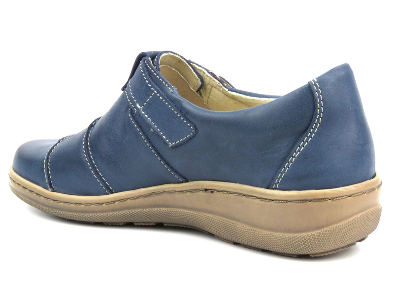 Dámská kožená polobotka na suchý zip - Helios Comfort 780-2, tmavě modrá