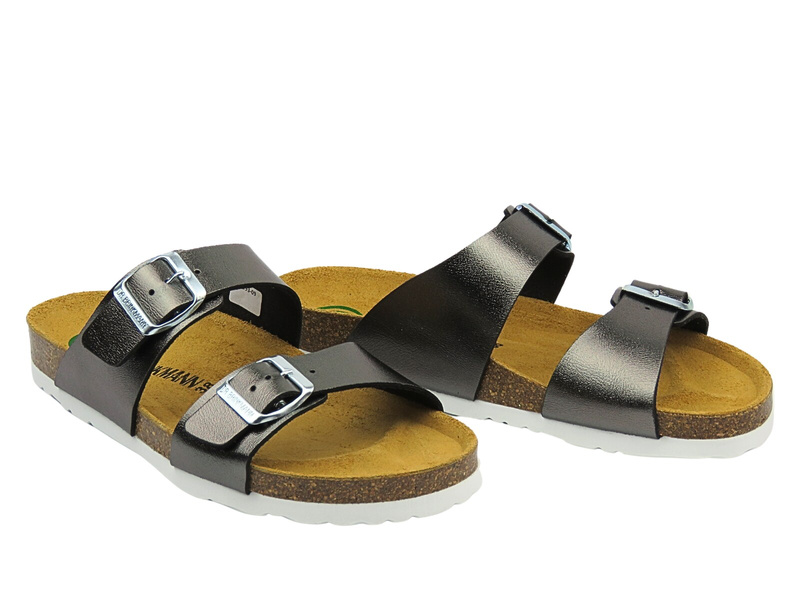 Kožená stélka, pohodlné dámské pantofle, šedé Brinkmann 700993-9.