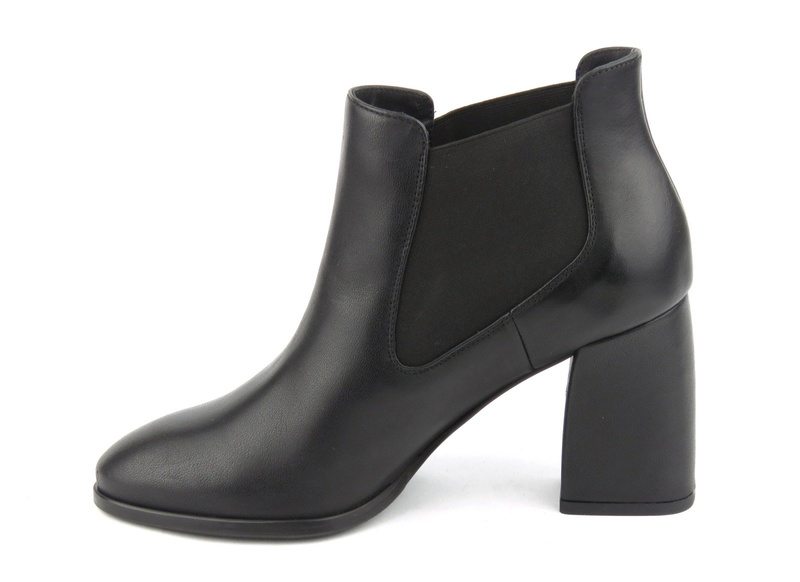 Dámské kožené chelsea boty na širokém podpatku - Conhpol Bis B3896, černé
