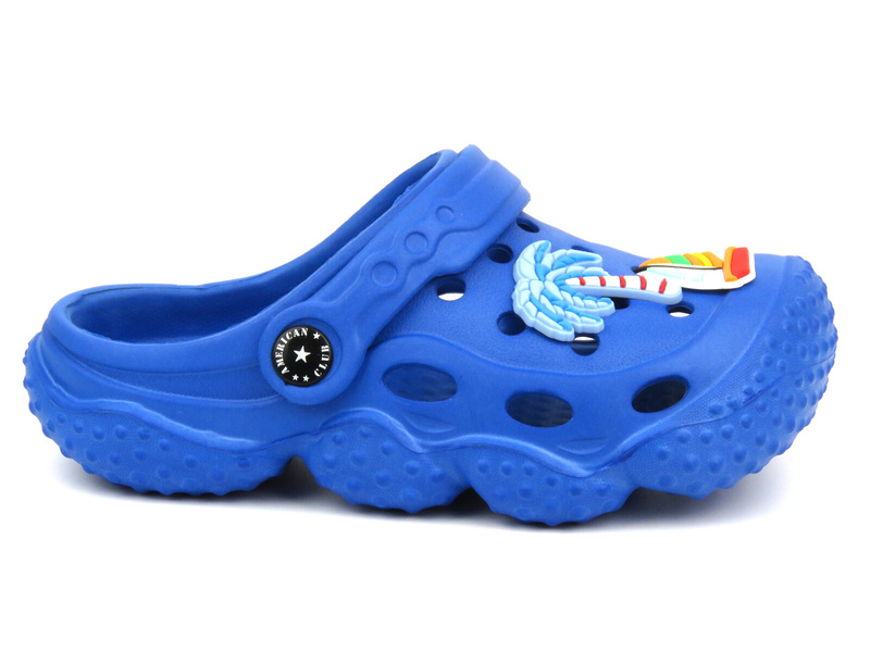 Žabky, dívčí dřeváky sandály - AMERICAN CLUB NH 75/23, NH 76/23, fialové s duhou