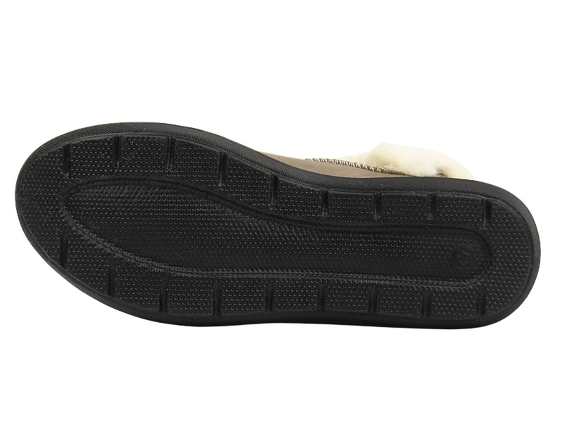 Dámské kozačky s ozdobným kožíškem - Inblu WG-60 Brown - nazouvací