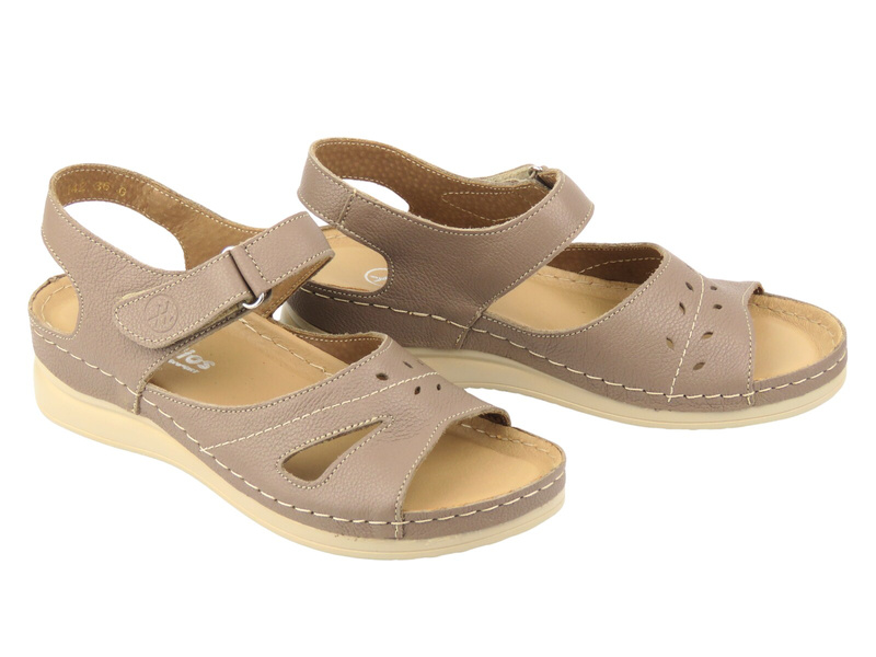 Dámské kožené sandály Helios Comfort 142, khaki