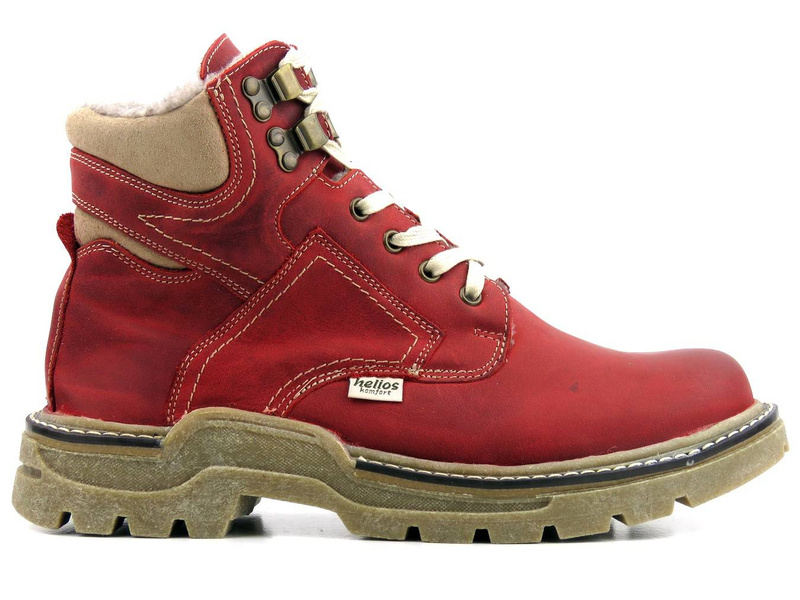 Pánské kožené boty zateplené vlnou - HELIOS Komfort 816, červené