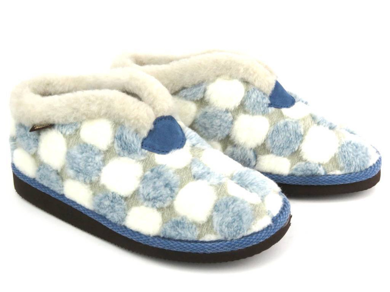 Teplé dámské pantofle - MANITU 340049-55, béžové a modré