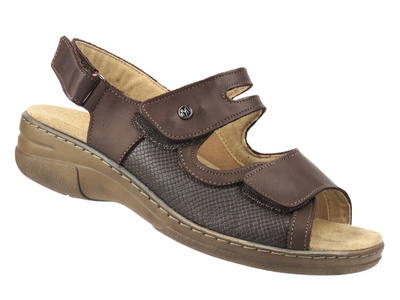 Dámské kožené sandály - HELIOS Comfort 172 tmavě hnědé