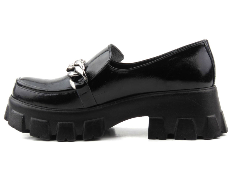 Dámské lakované lordy na silné platformě - VENEZIA 001770, černá