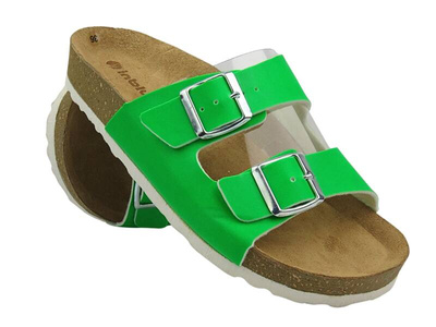 Dámské žabky s přezkami - INBLU FLUBIRIC, zelené