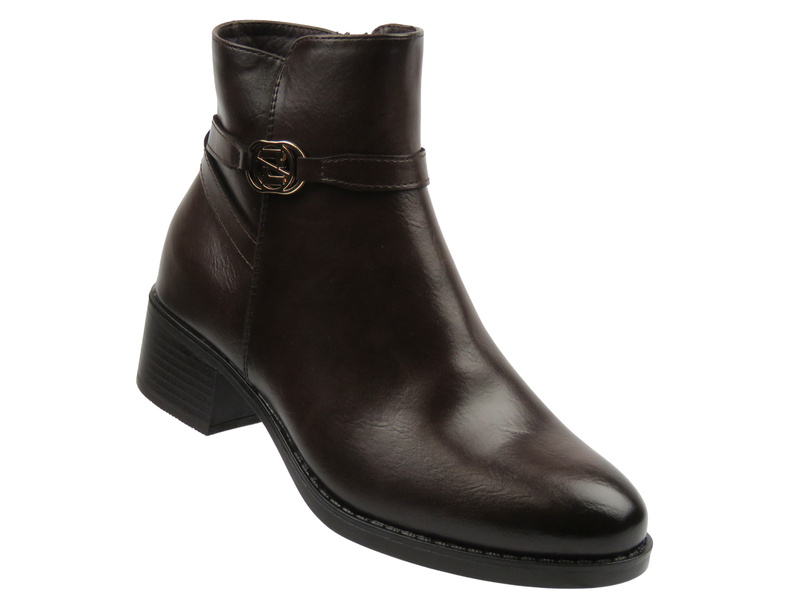 Dámské kotníkové boty na pohodlném podpatku hnědé – Potocki 25-12527