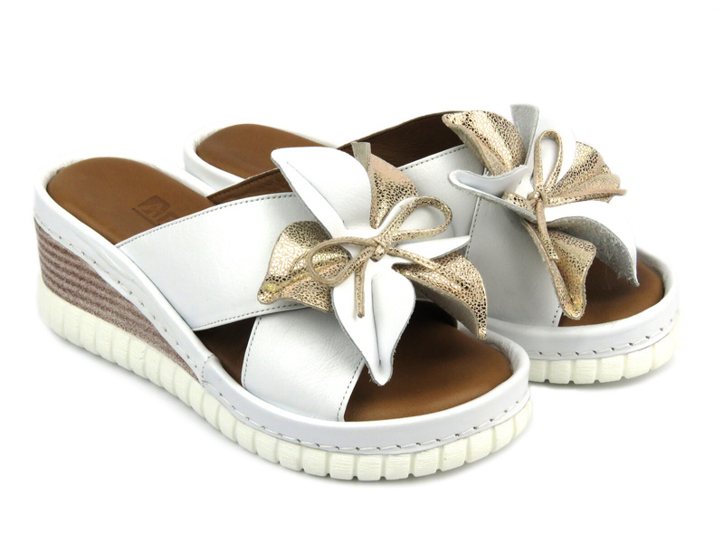 Dámské kožené sandály na klínku - Artiker 50C0504, žluté