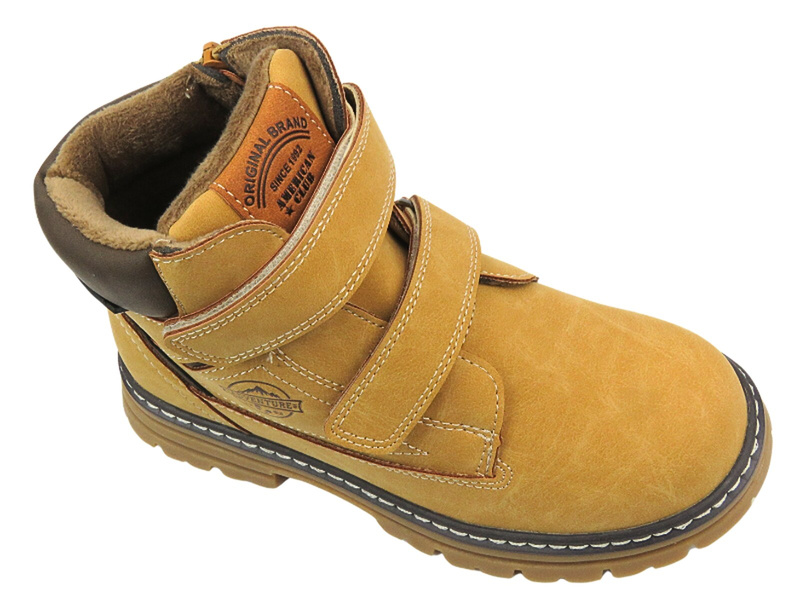 Dětské boty American Club na suchý zip - XD 99/23, hnědé