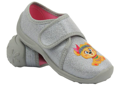 Měkké pantofle, dětské boty s duhou - BEFADO 902Y020, šedá