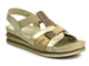 Dámské kožené sandály na jemném klínku zlaté Helios Komfort 129