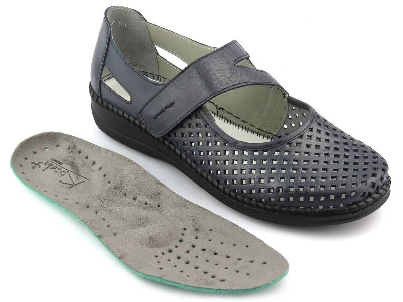 Dámské prolamované boty s vyšší šířkou - Axel 1879/9879, tmavě modrá