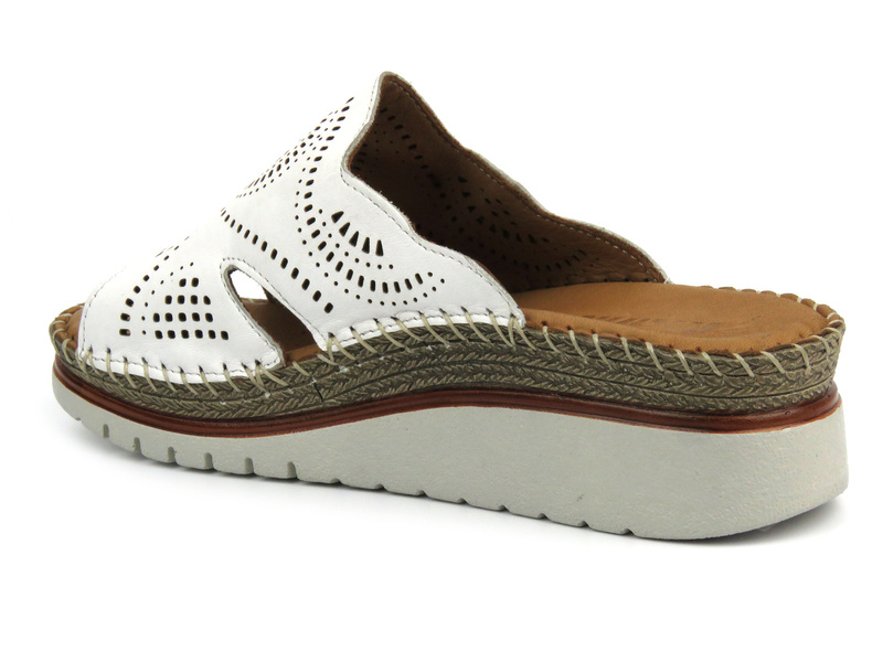 Dámské kožené žabky - Manitu 900119-03, bílá