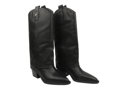 Dámské kožené kozačky - Syrena K-225, černé