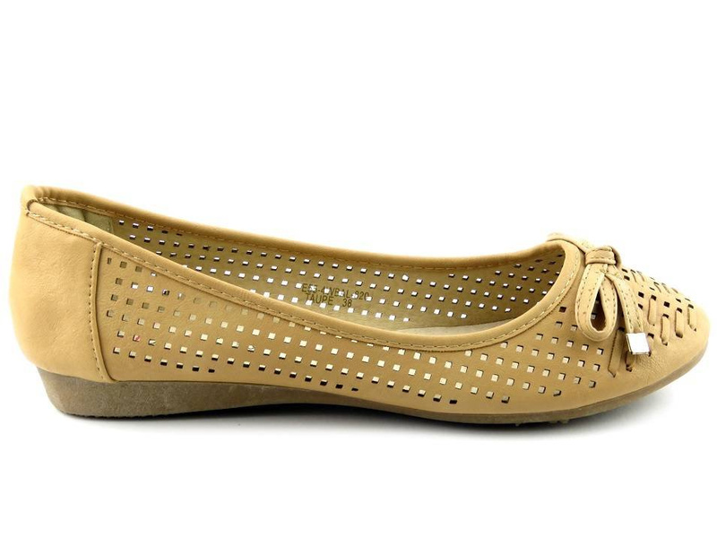 Dámské prolamované balerínky s mašlí - EVENTO E55-4WBAL-820, béžová