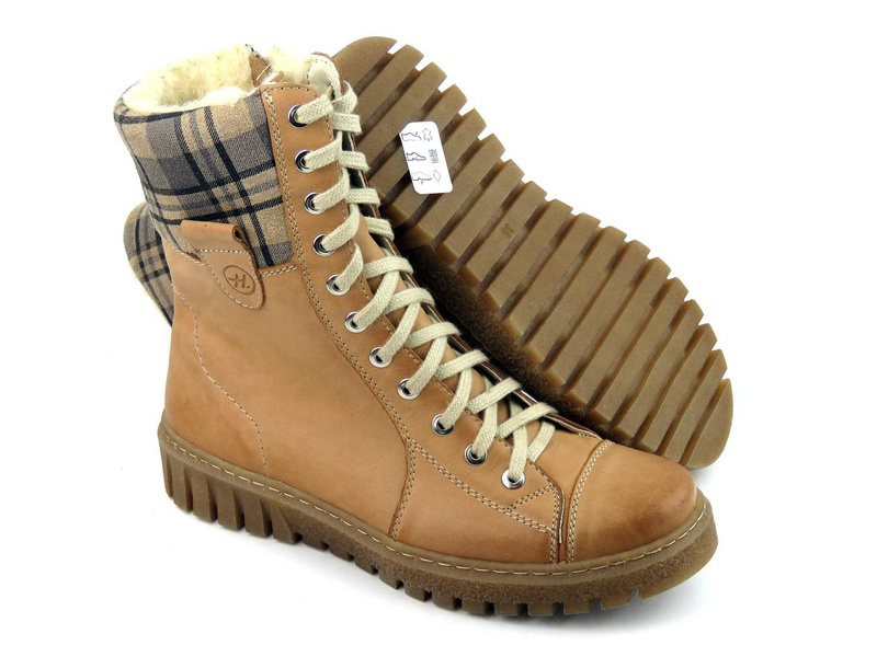 Teplé dámské kozačky na zip - HELIOS Komfort 576, světle hnědé 2