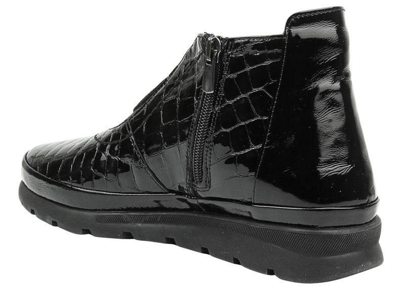 Dámské lakované kotníkové boty - VENEZIA L007CRBLOBB034, černé se zipem