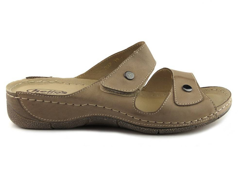 Dámské kožené žabky s úpravou - HELIOS Komfort 232, béžová