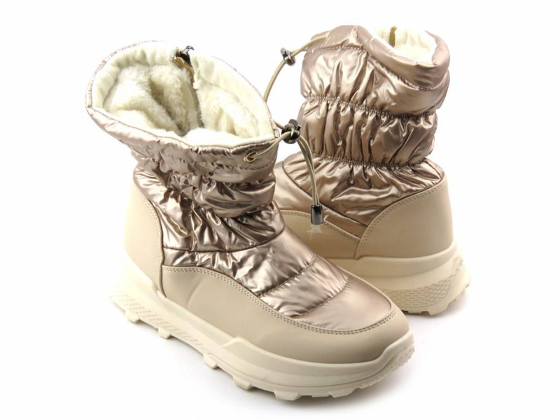Dámské sněhule na zip a šňůrku - NOVINKY 21SN26-4353, zlaté