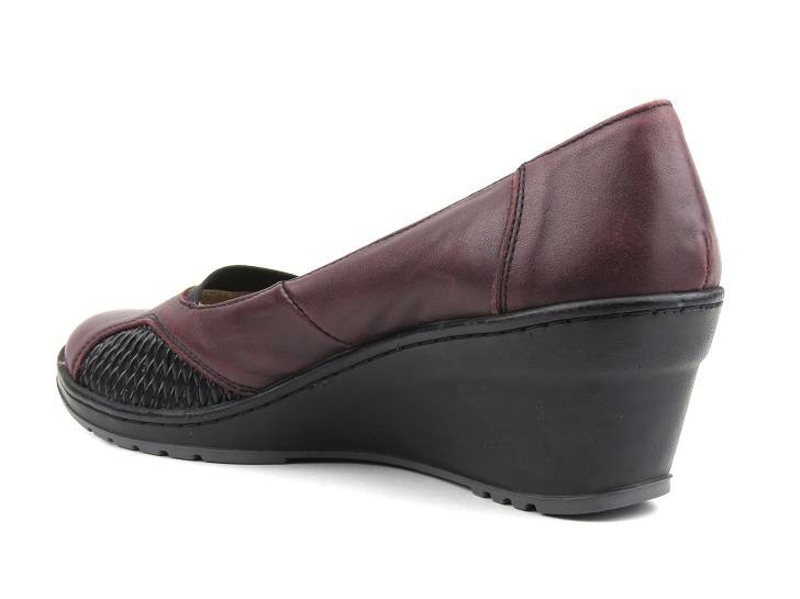 Kožené dámské boty na klínku - HELIOS Komfort 732, třešeň