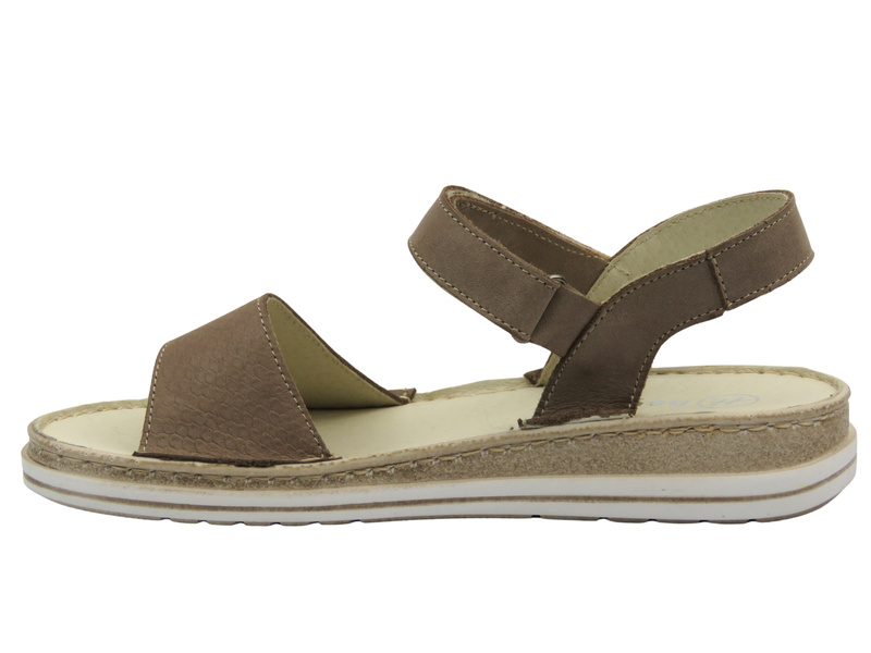 Kožené dámské sandály na suchý zip béžové Helios Komfort 127