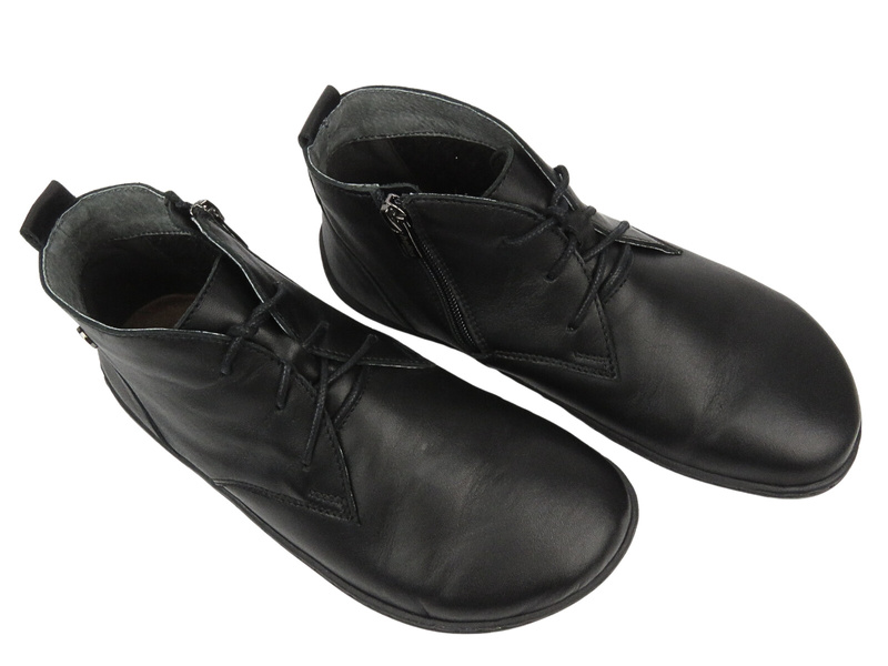 Barefoot kožené minimalistické dámské kotníkové boty černé