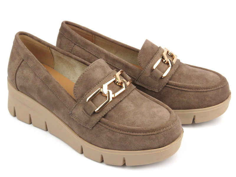 Elegantní dámské boty na klínku - Potocki 24-12372, khaki