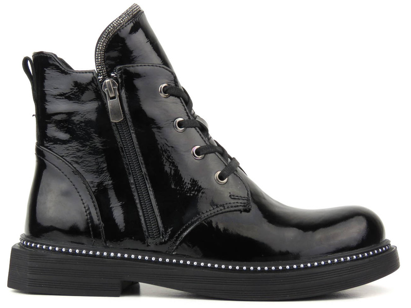 Dámské kotníkové boty z lakované kůže - VENEZIA 03-VAN, černá