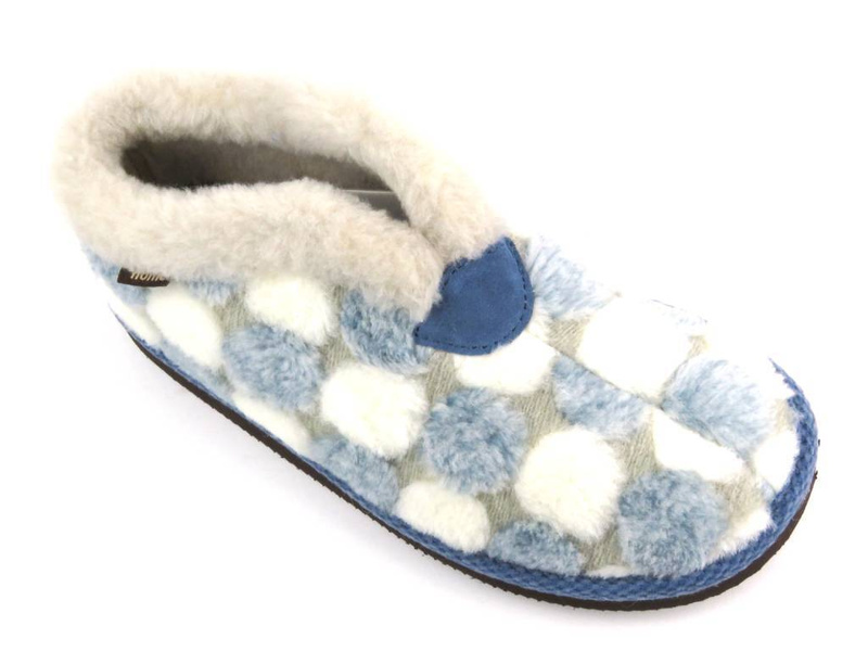 Teplé dámské pantofle - MANITU 340049-55, béžové a modré