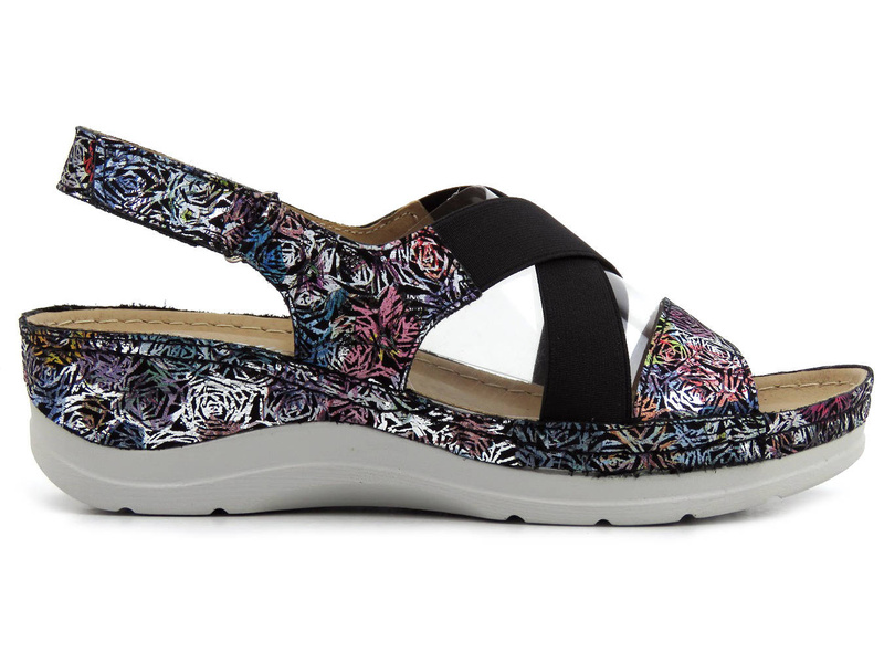 Pohodlné dámské sandály na klínku - HELIOS Komfort 100, černé