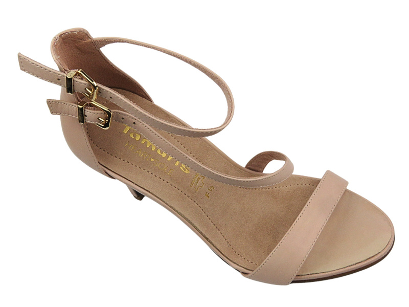 Elegantní dámské sandály na podpatku - Tamaris 1-28368-28 Pink Buckle Sandals