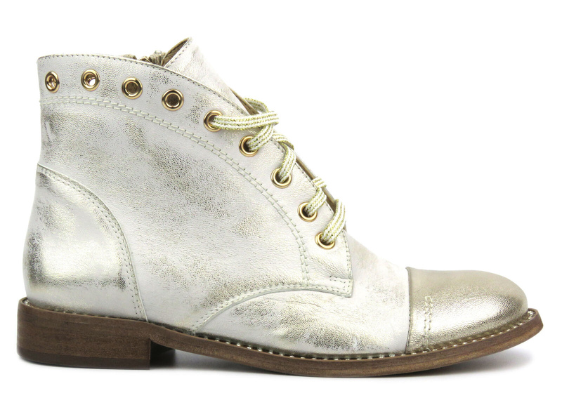 Dámské kožené kozačky - Eksbut 7F-6965-G45/672, zlaté