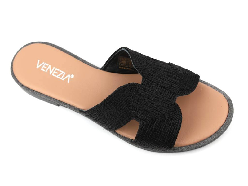 Elegantní dámské pantofle s prýmkem - VENEZIA 161902, černé