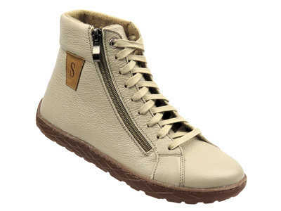 Dámské barefoot kožené minimalistické kotníkové boty béžové Nika Komfort 1443