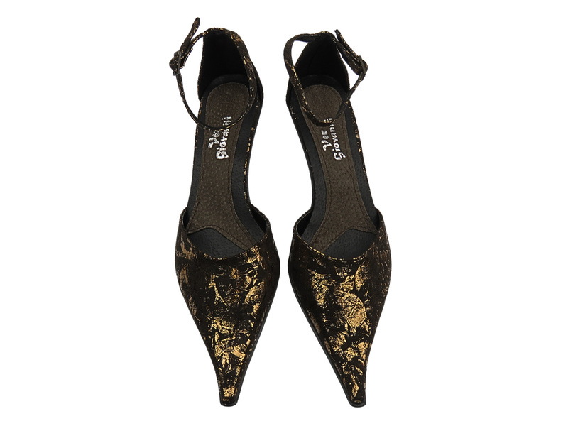 Lodičky na podpatku Ver Giovanni 838/6/F2 hnědé s ozdobou