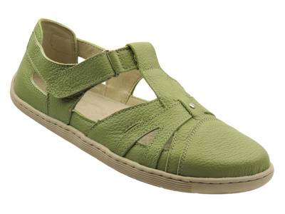 Barefoot kožené minimalistické dámské polobotky zelené Helios Komfort 466