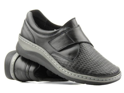 Dámské kožené boty na suchý zip - Wasak 0539, černá