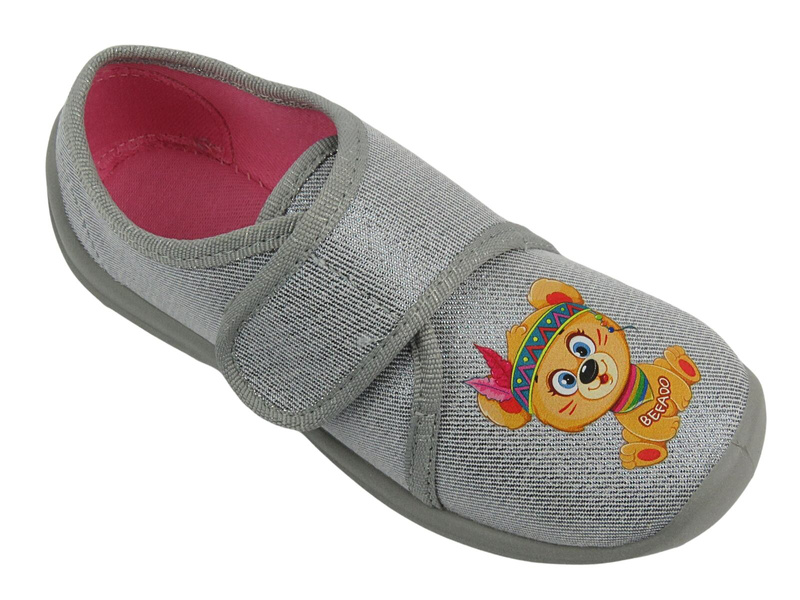 Měkké pantofle, dětské boty s duhou - BEFADO 902Y020, šedá
