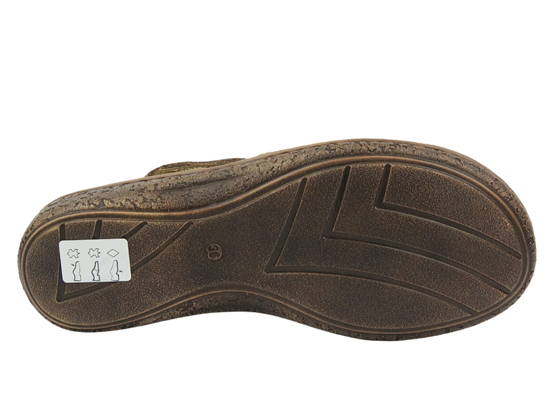 Kožené dámské sandály béžové Helios Komfort 128