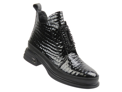 Elegantní dámské kotníkové boty Cambell 25-60320, černý lak