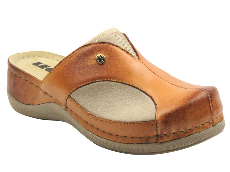 Dámské kožené pantofle hnědé Leon 912