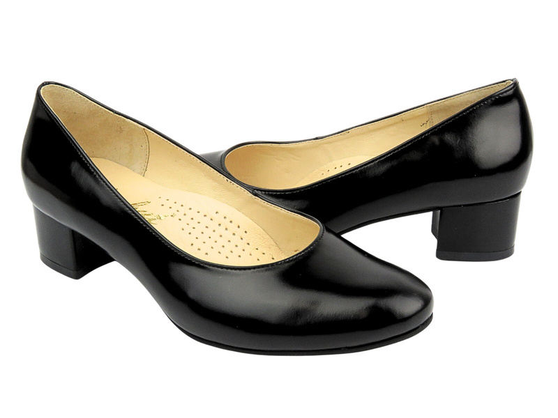 Pohodlné lodičky z přírodní kůže - AGXBUT 5811, černé