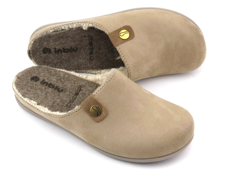 Teplé dámské pantofle s vyjímatelnou vložkou - INBLU GF-11, béžové