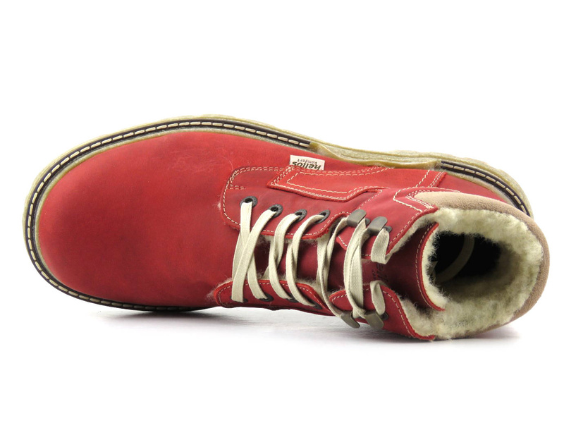 Pánské kožené boty zateplené vlnou - HELIOS Komfort 816, červené