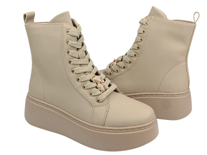 Dámské kotníkové boty na platformě - CheBello 4294, černé