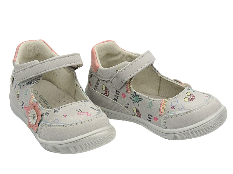 Dětské polobotky, baleríny šedé – American Club XD 51/22