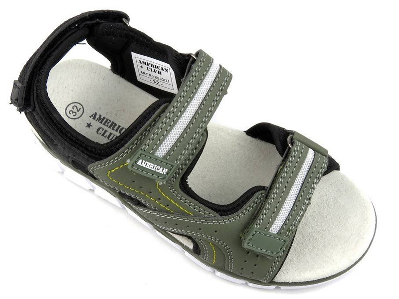 Dětské sportovní sandály pro kluky - American Club ES33/21 (22), khaki