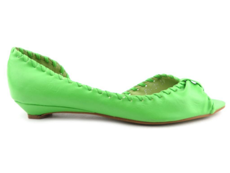 Lodičky na nízkém podpatku, balerínky - Free Ness FN-181, zelené