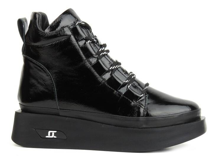 Dámské kožené kotníkové boty na platformě - Artiker 53C0886, černé